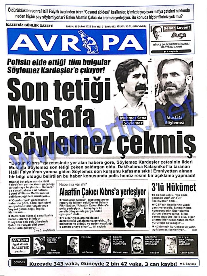 15 Şubat 2022 Salı Gazeteler Manşet 9