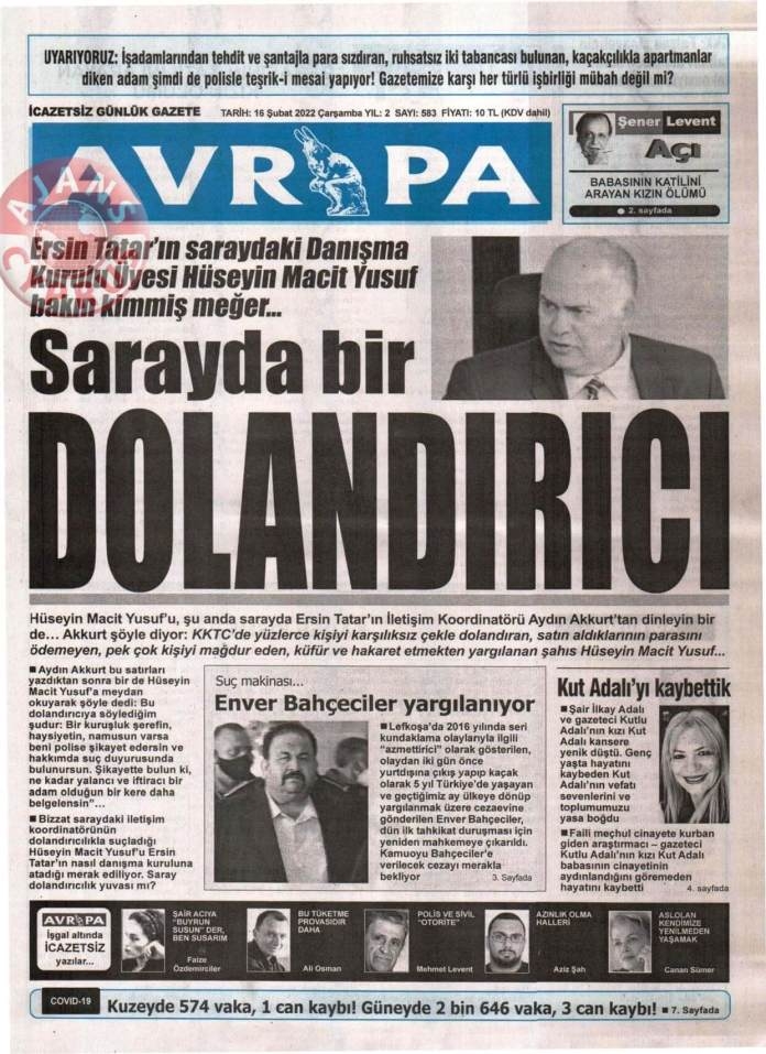 16 Şubat 2022 Çarşamba Gazete Manşetleri 10