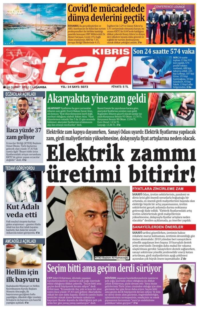 16 Şubat 2022 Çarşamba Gazete Manşetleri 3