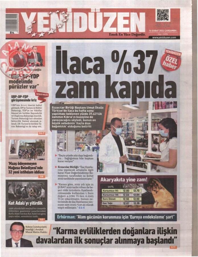 16 Şubat 2022 Çarşamba Gazete Manşetleri 4