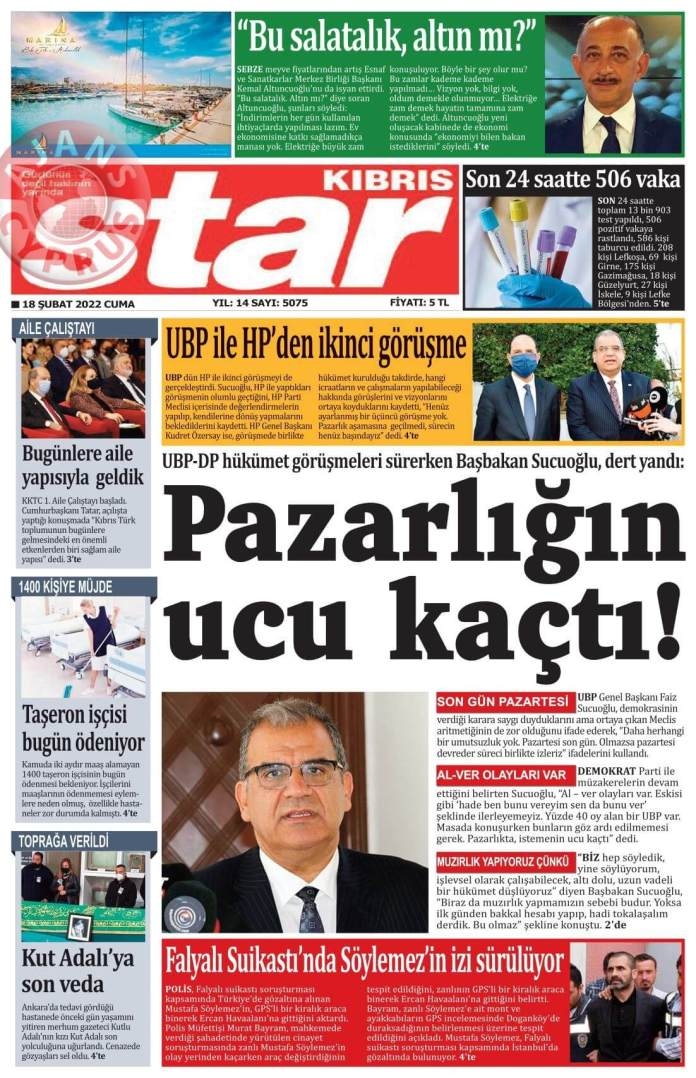 18 Şubat 2022 Cuma Gazete Manşetleri 4