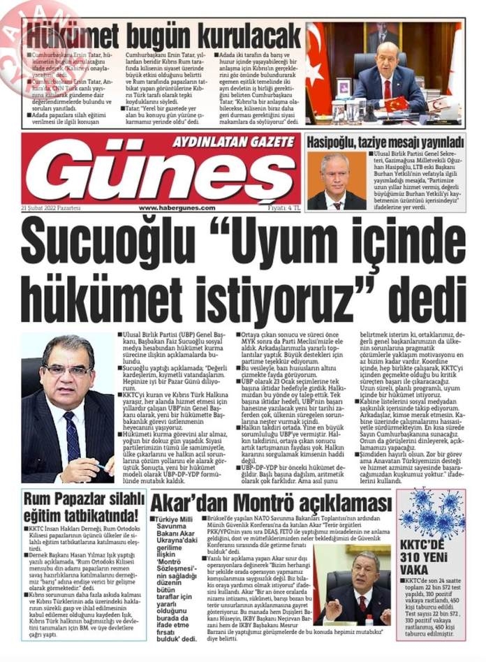 21 Şubat 2022 Pazartesi Gazete Manşetleri 11
