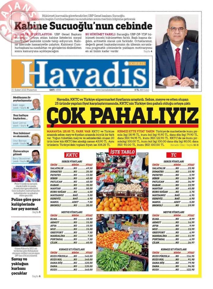 21 Şubat 2022 Pazartesi Gazete Manşetleri 16
