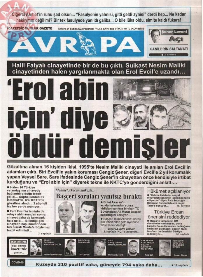 21 Şubat 2022 Pazartesi Gazete Manşetleri 9