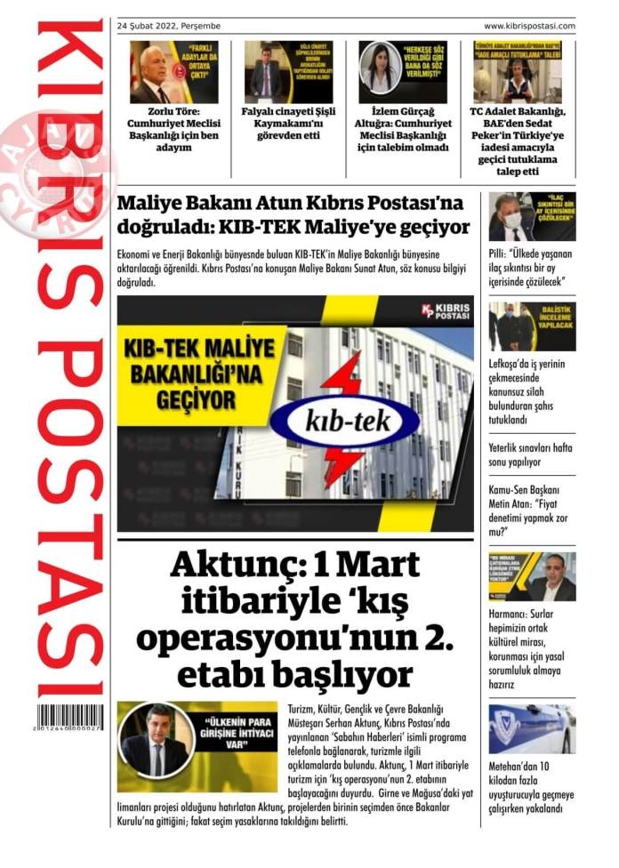 24 Şubat 2022 Perşembe Gazete Manşetleri 14