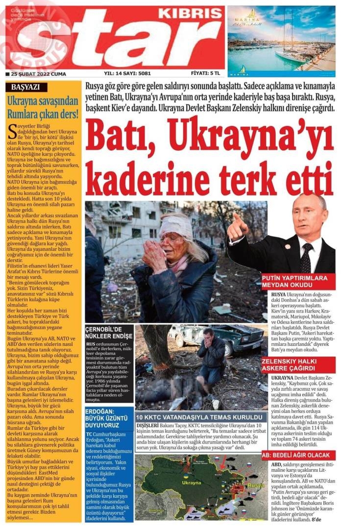 25 Şubat 2022 Cuma Gazete Manşetleri 3