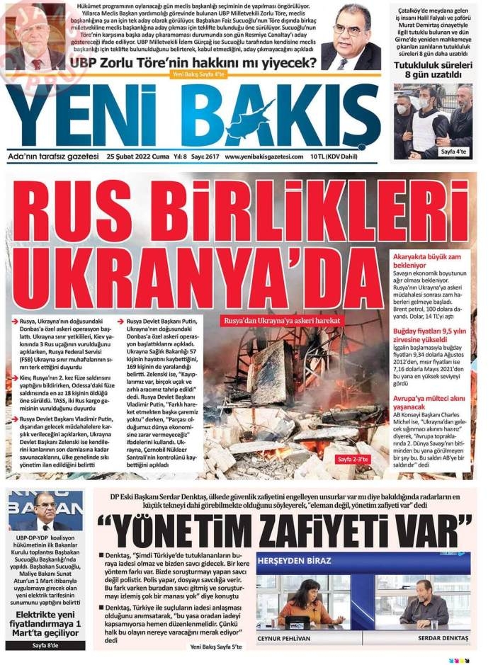25 Şubat 2022 Cuma Gazete Manşetleri 7