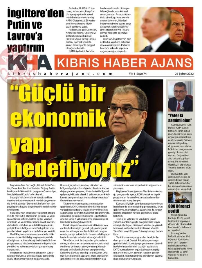 26 Şubat 2022 Cumartesi Gazete Manşetleri 12