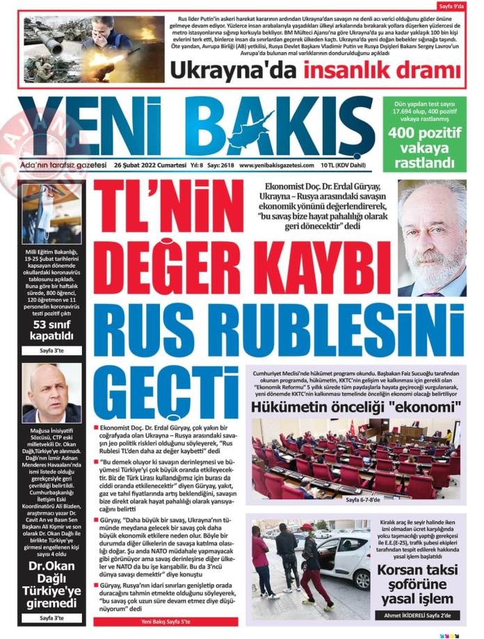 26 Şubat 2022 Cumartesi Gazete Manşetleri 5