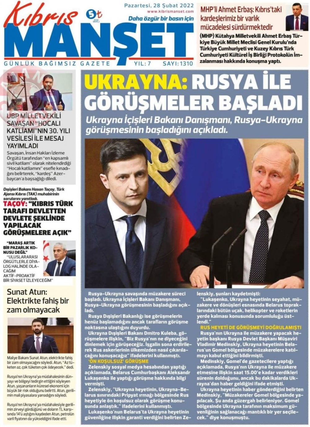 28 Şubat 2022 Pazartesi Gazete Manşetleri 15