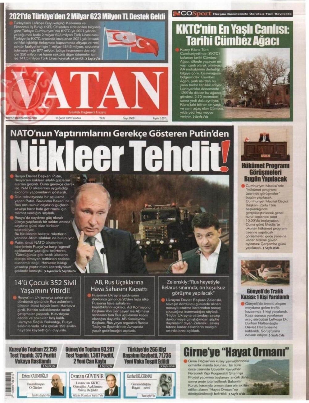 28 Şubat 2022 Pazartesi Gazete Manşetleri 4