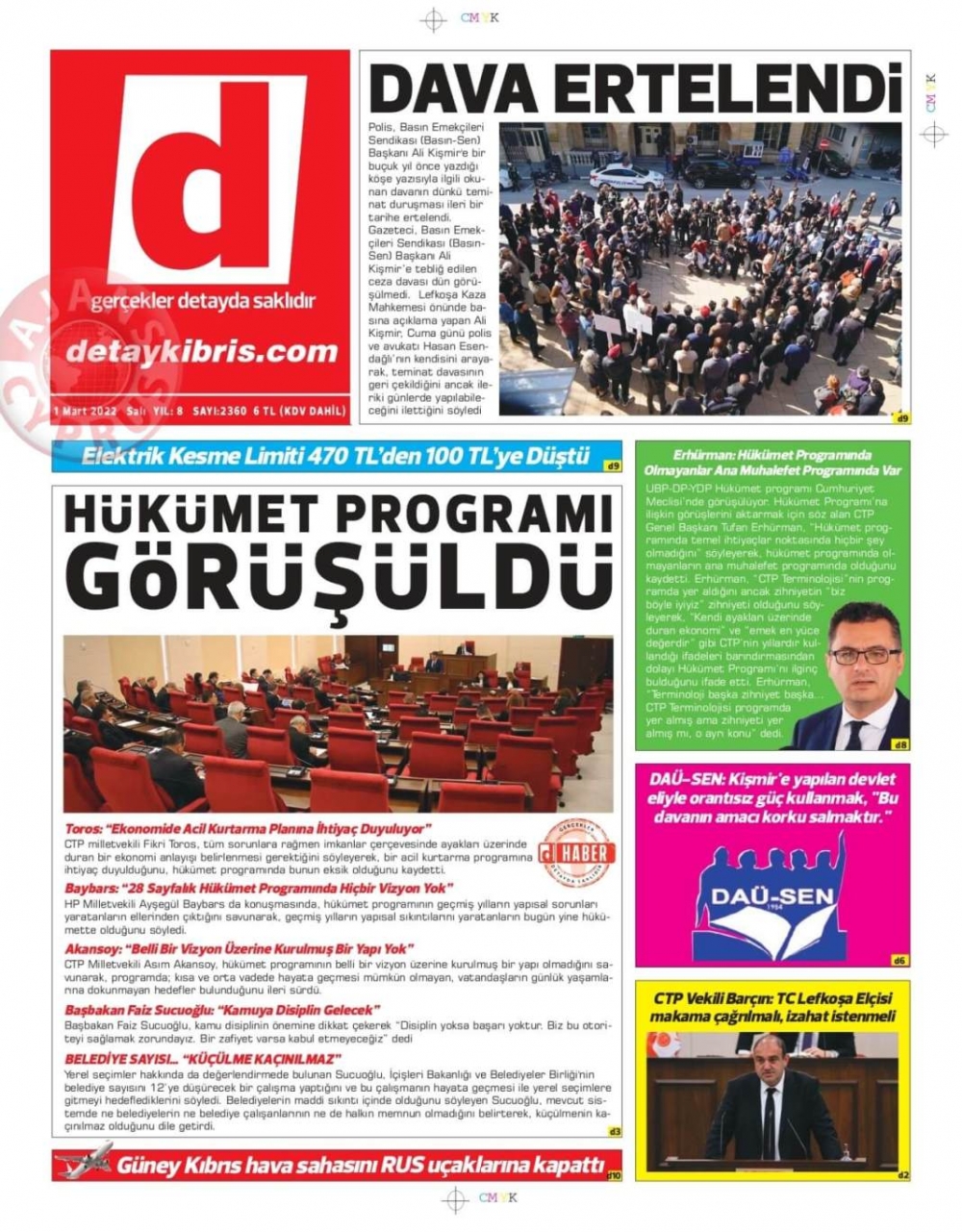 1 Mart 2022 Salı Gazete Manşetleri 7