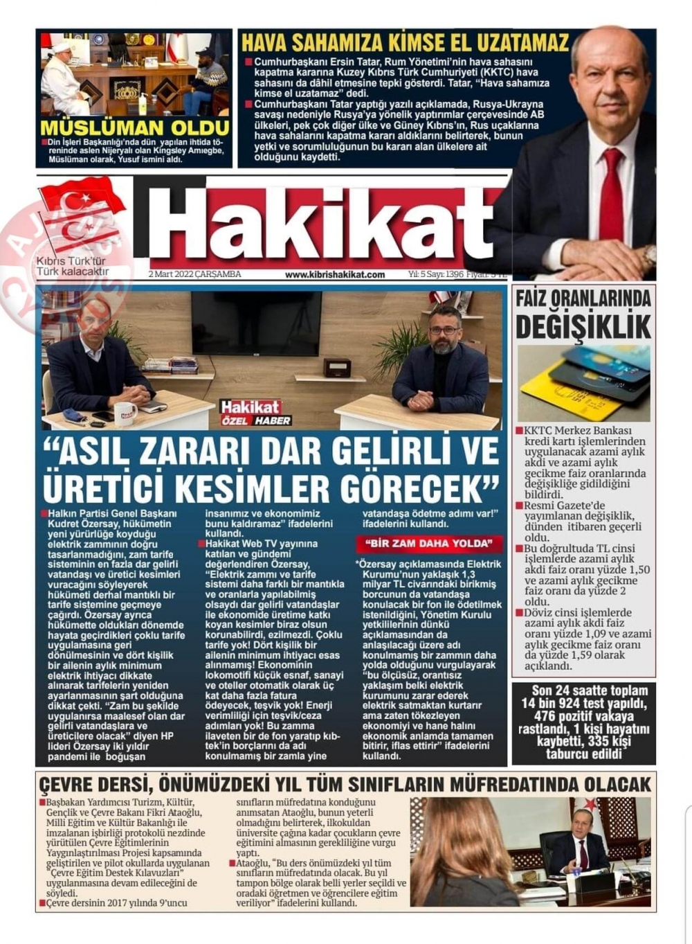 2 Mart 2022 Çarşamba Gazete Manşetleri 12