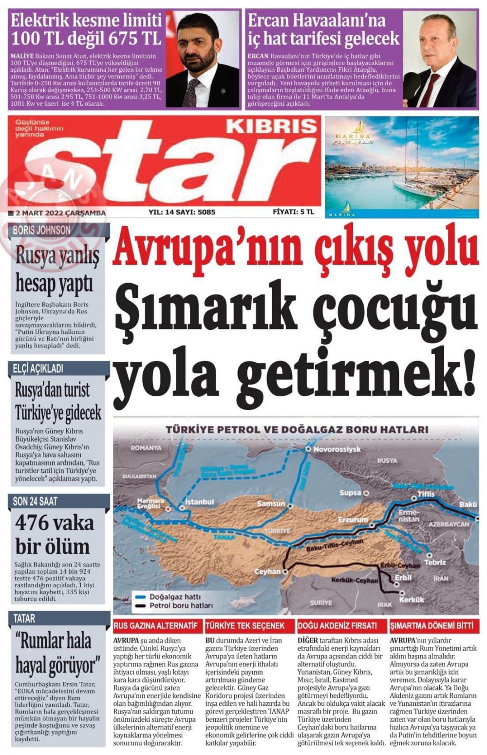 2 Mart 2022 Çarşamba Gazete Manşetleri 7