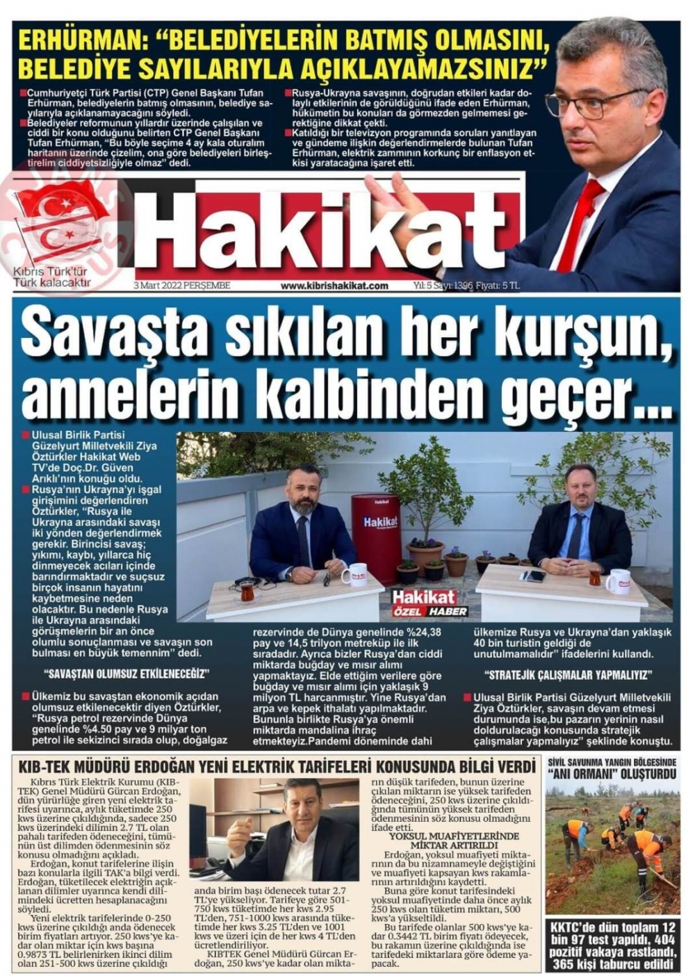 3 Mart 2022 Perşembe Gazete Manşetleri 11