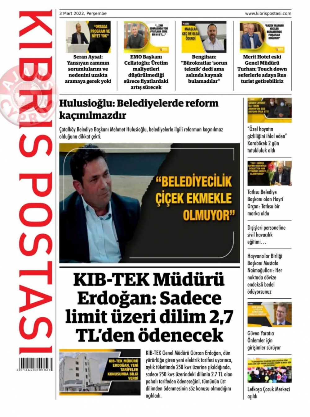 3 Mart 2022 Perşembe Gazete Manşetleri 12