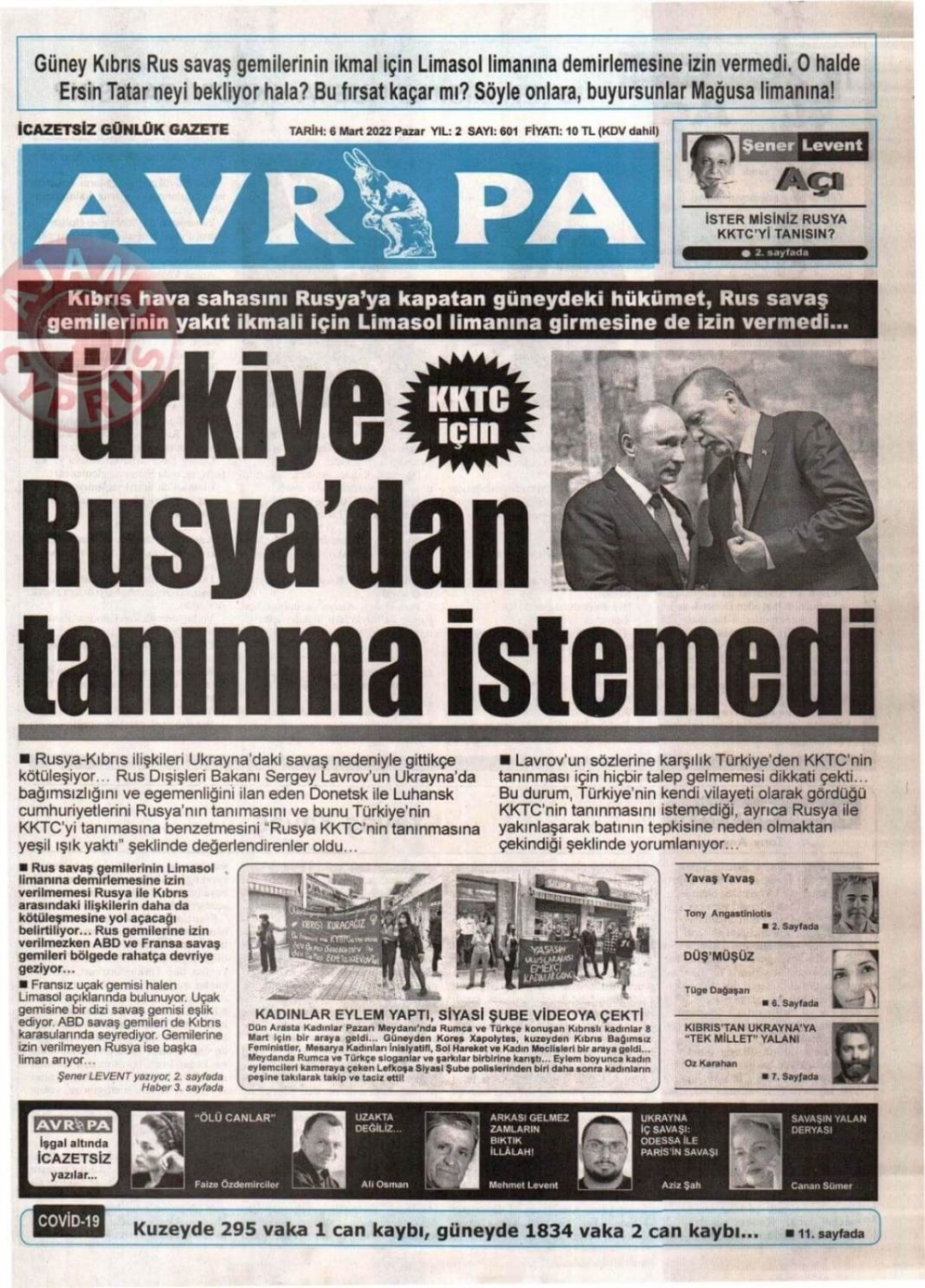 7 Mart 2022 Pazartesi Gazete Manşetleri 10
