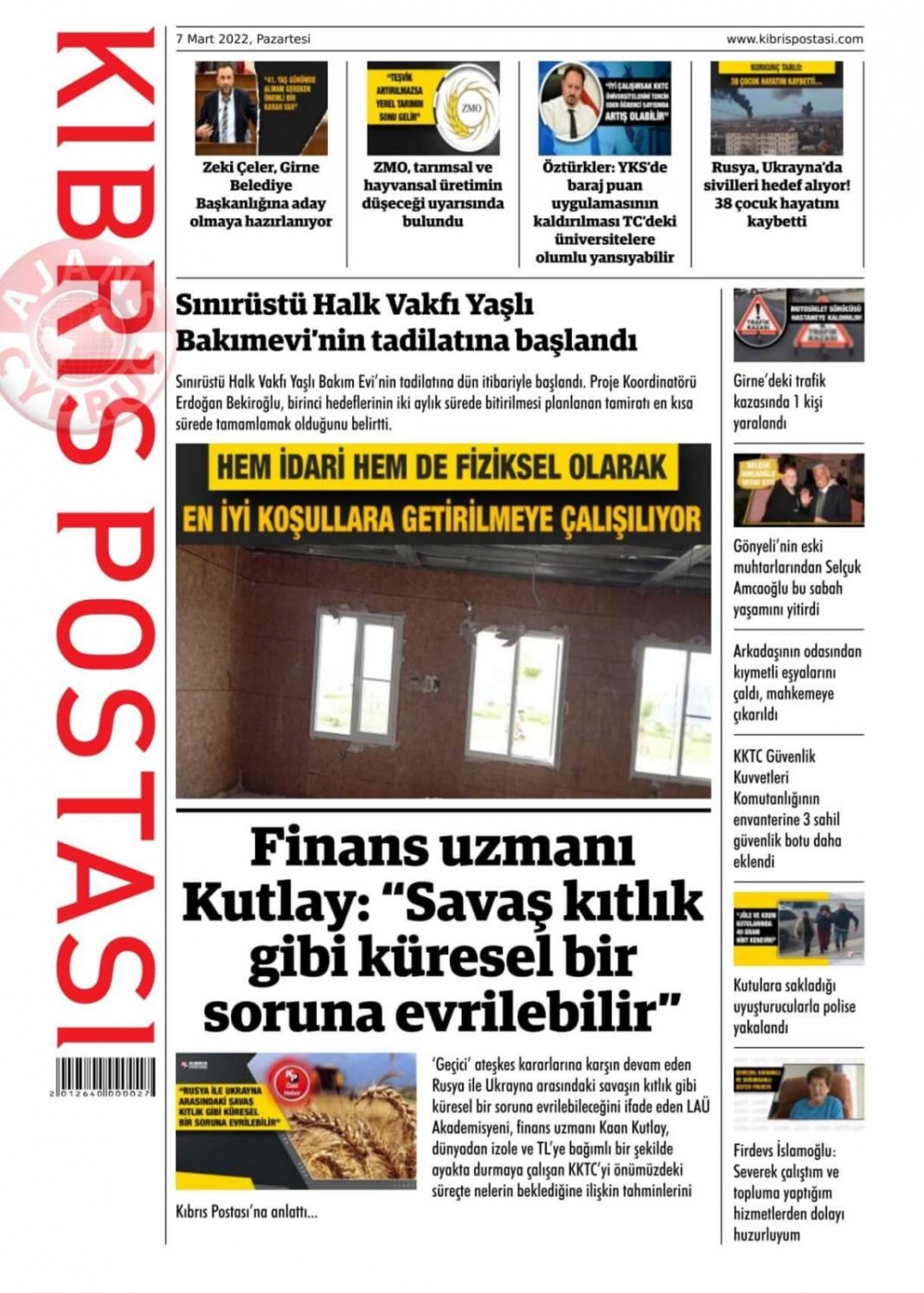 7 Mart 2022 Pazartesi Gazete Manşetleri 9