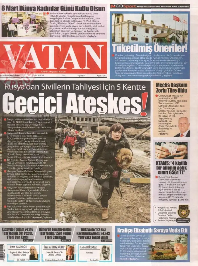 8 Mart 2022 Salı Gazete Manşetleri 6