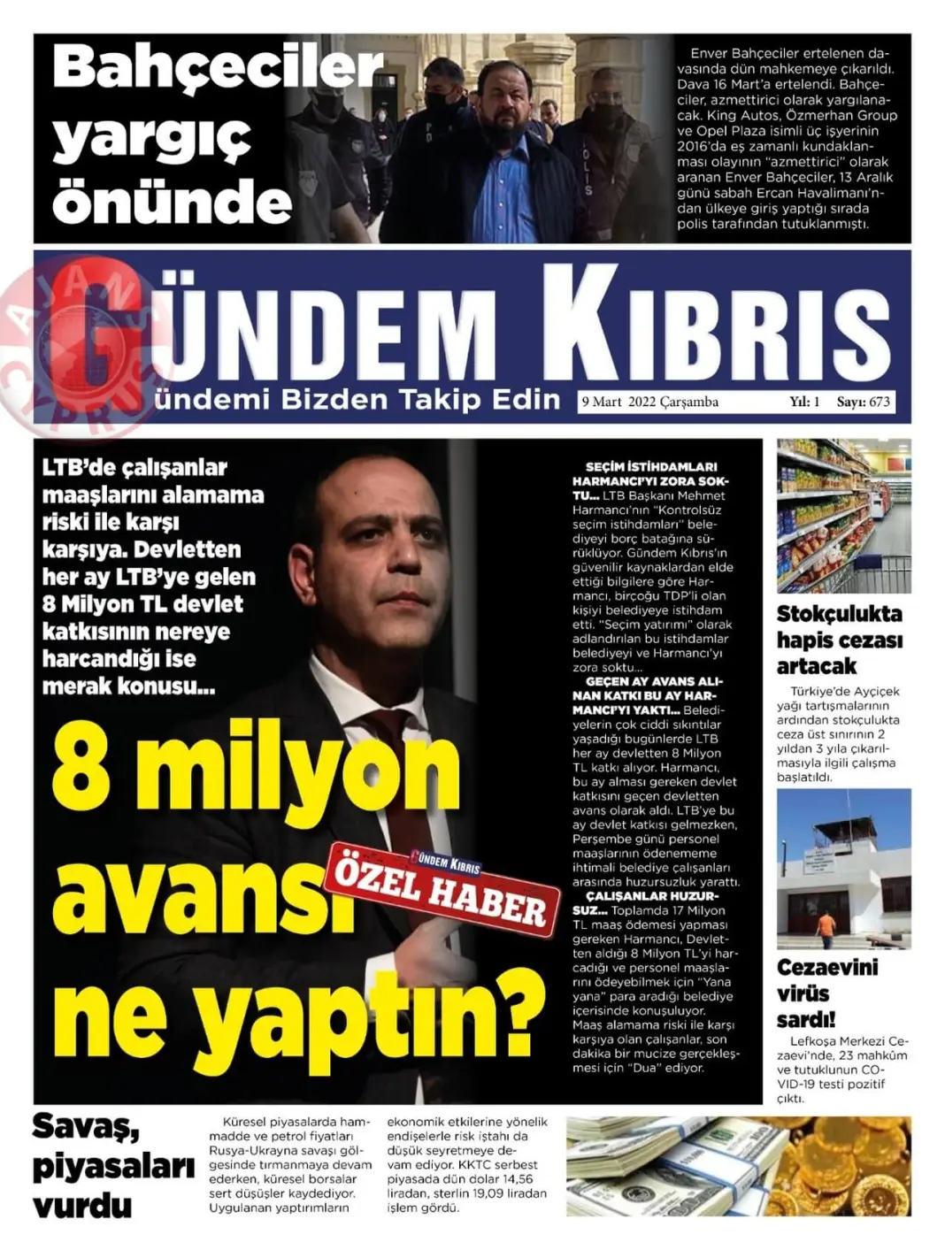 9 Mart 2022 Çarşamba Gazete Manşetleri 15