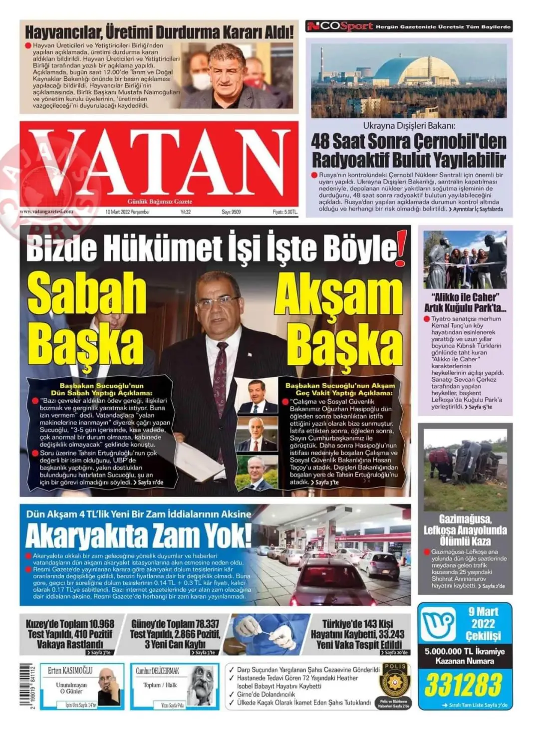 10 Mart 2022 Perşembe Gazete Manşetleri 5