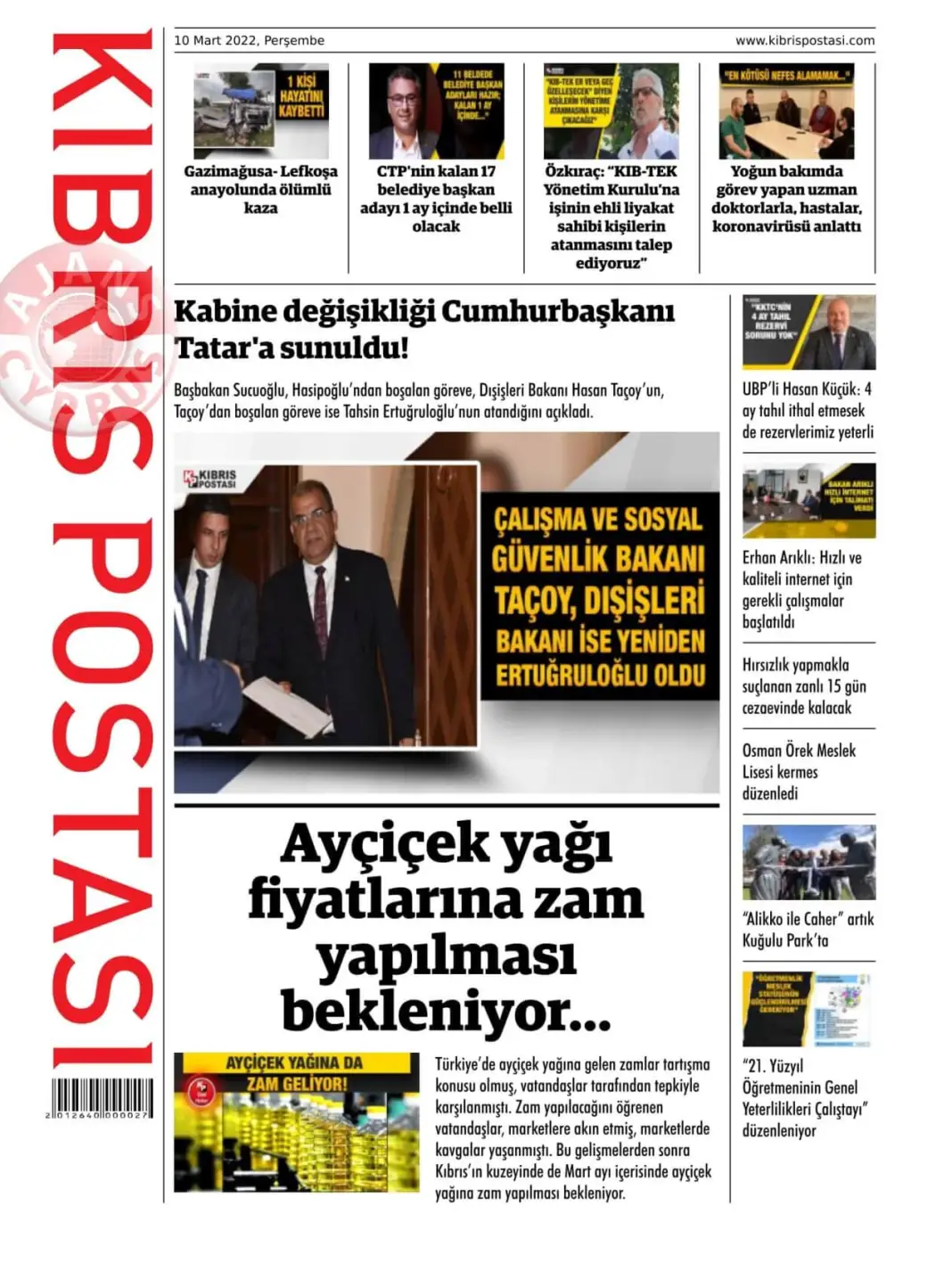 10 Mart 2022 Perşembe Gazete Manşetleri 9