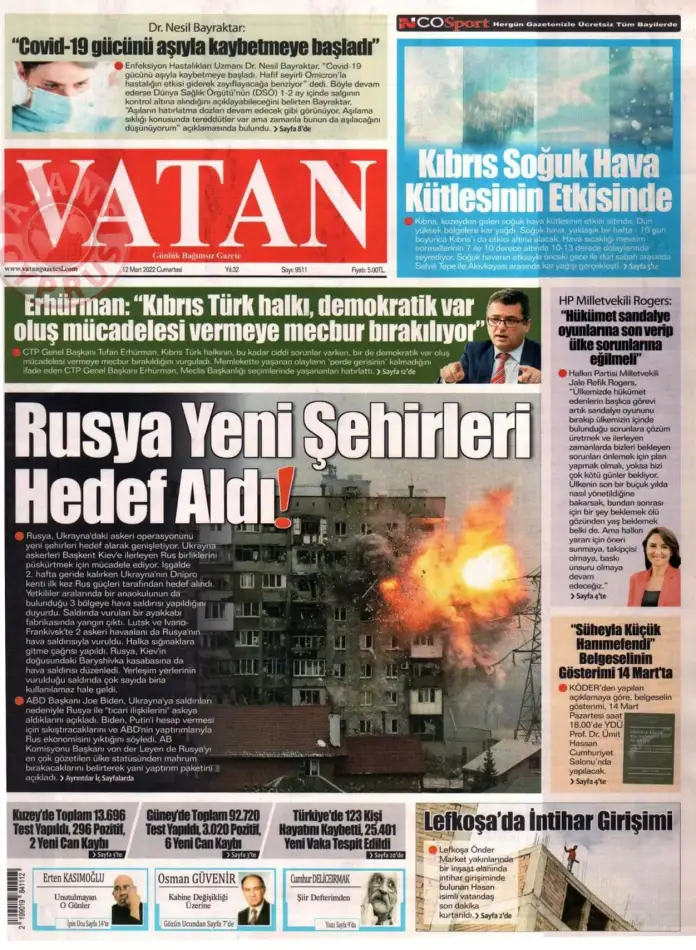 12 Mart 2022 Cumartesi Gazete Manşetleri 4