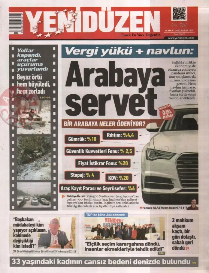 14 Mart 2022 Pazartesi Gazete Manşetleri 6