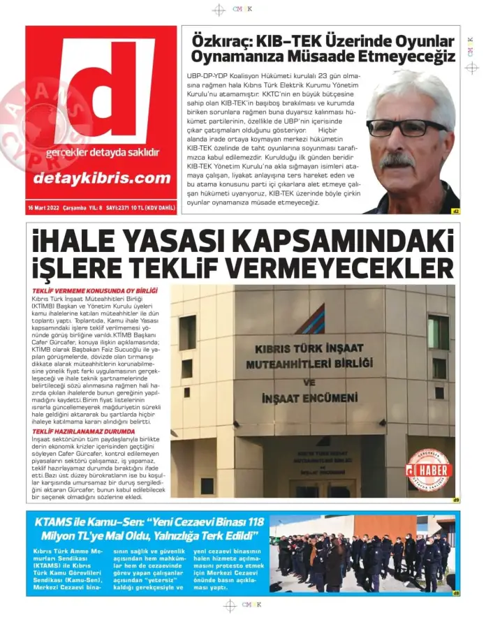 16 Mart 2022 Çarşamba Gazete Manşetleri 7