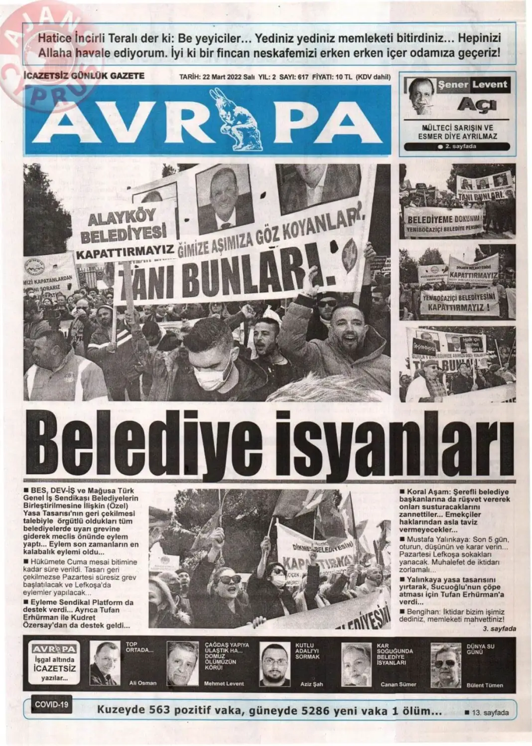 22 Mart 2022 Çarşamba Gazete Manşetleri 6