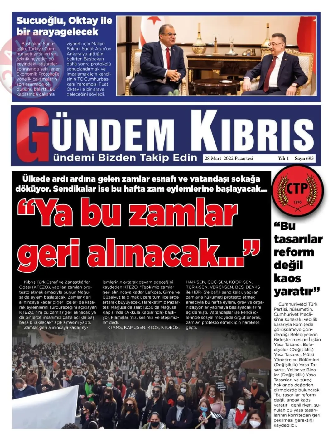 28 Mart 2022 Pazartesi Gazete Manşetleri 12