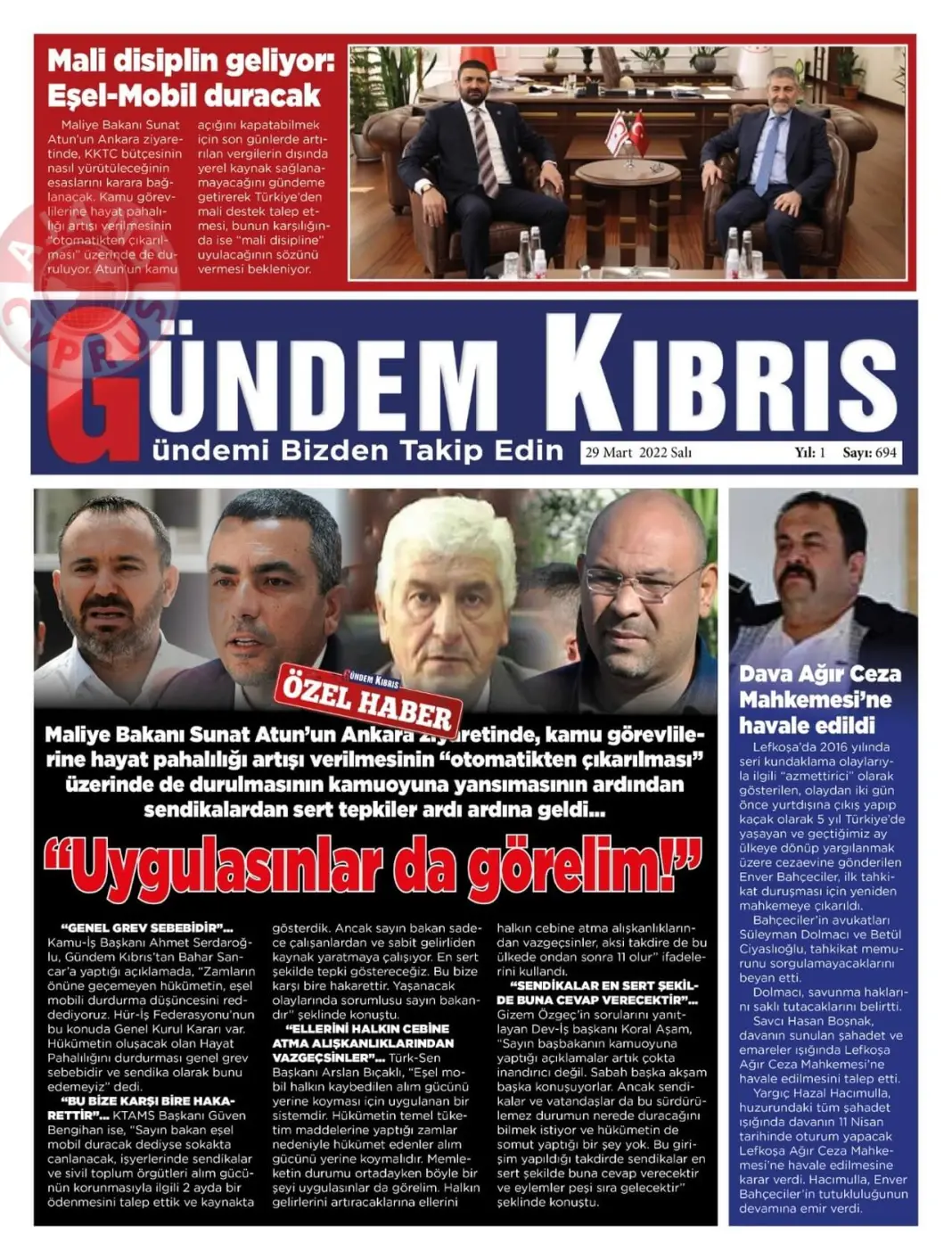29 Mart 2022 Salı Gazete Manşetleri 11