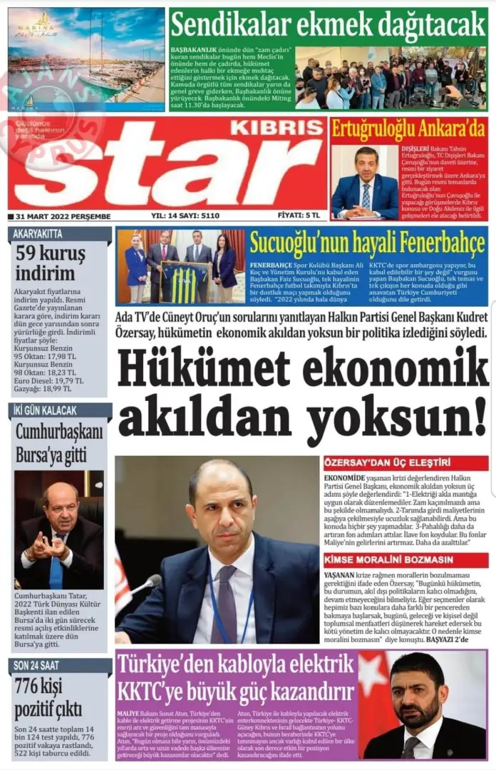 31 Mart 2022 Perşembe Gazete Manşetleri 3