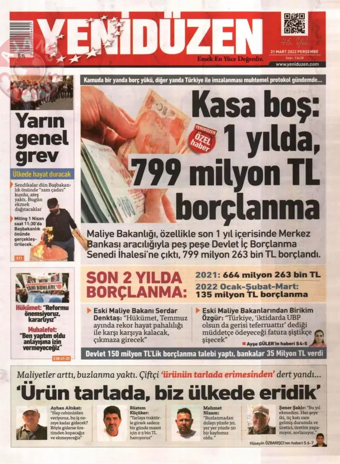 31 Mart 2022 Perşembe Gazete Manşetleri 6