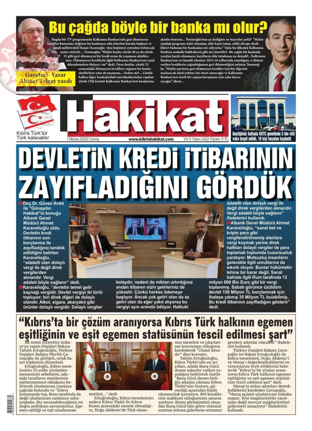 1 Nisan 2022 Cuma Gazete Manşetleri 12