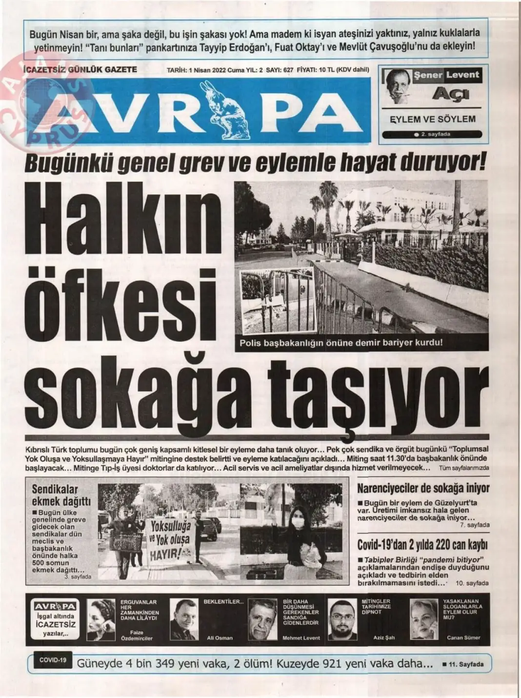 1 Nisan 2022 Cuma Gazete Manşetleri 14