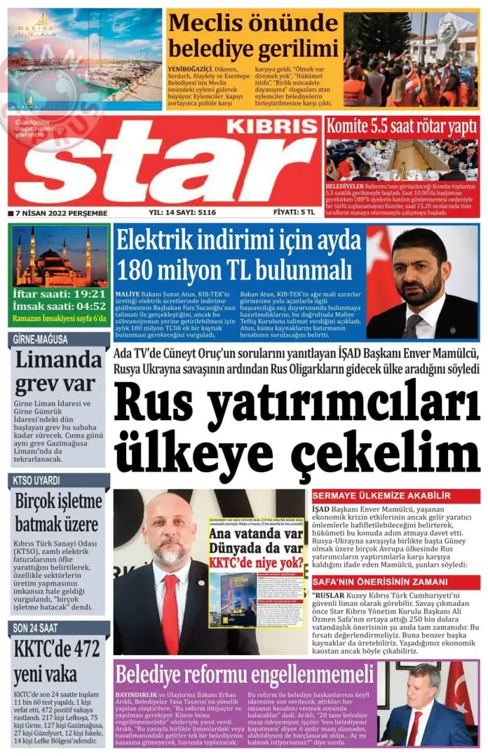7 Nisan 2022 Perşembe Gazete Manşetleri 4