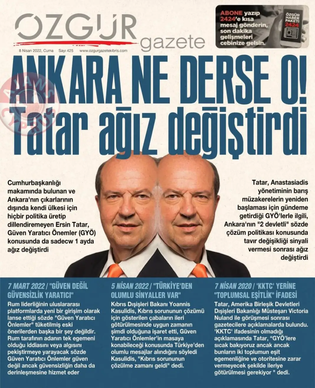 8 Nisan 2022 Cuma Gazete Manşetleri 13