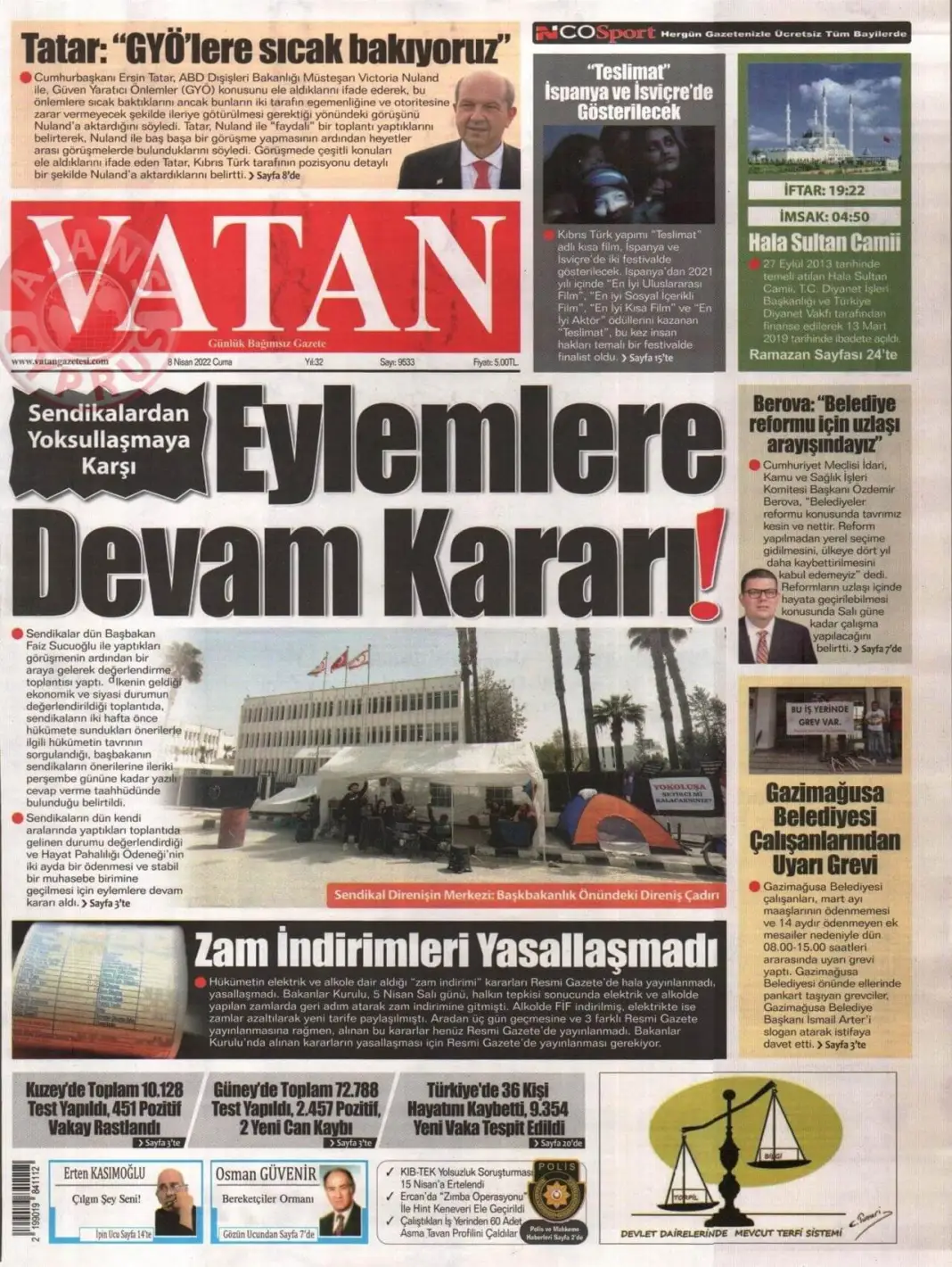 8 Nisan 2022 Cuma Gazete Manşetleri 5