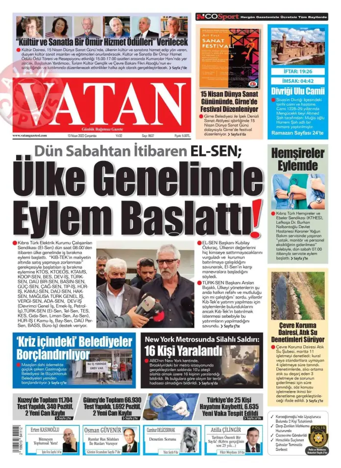 13 Nisan 2022 Çarşamba Gazete Manşetleri 3