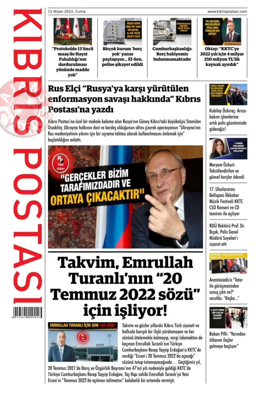 15 Nisan 2022 Cuma Gazete Manşetleri 10