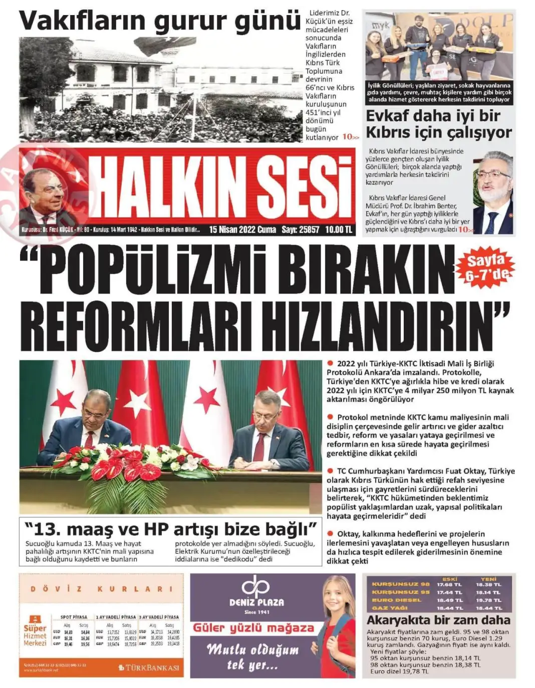 15 Nisan 2022 Cuma Gazete Manşetleri 3
