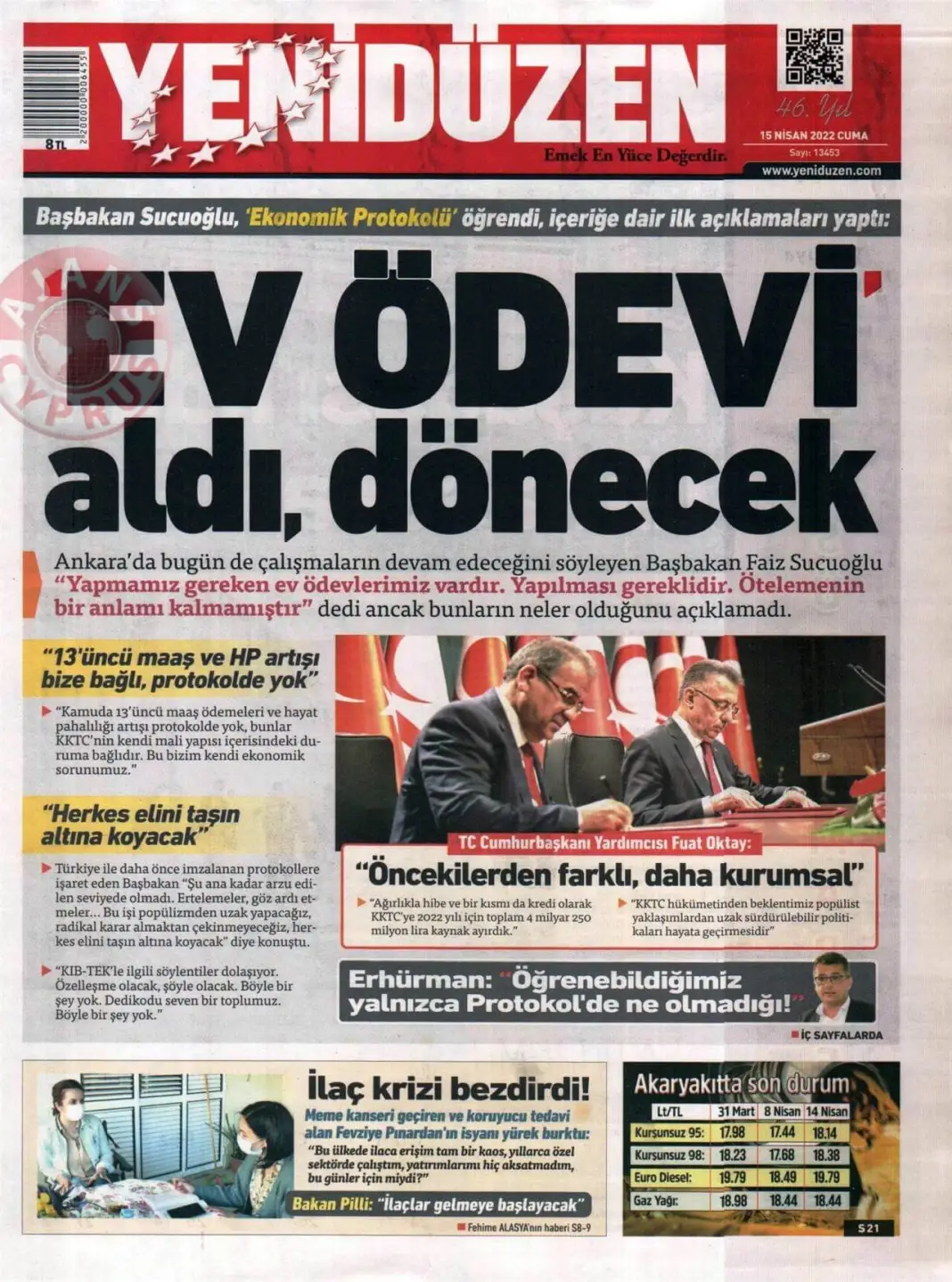 15 Nisan 2022 Cuma Gazete Manşetleri 7