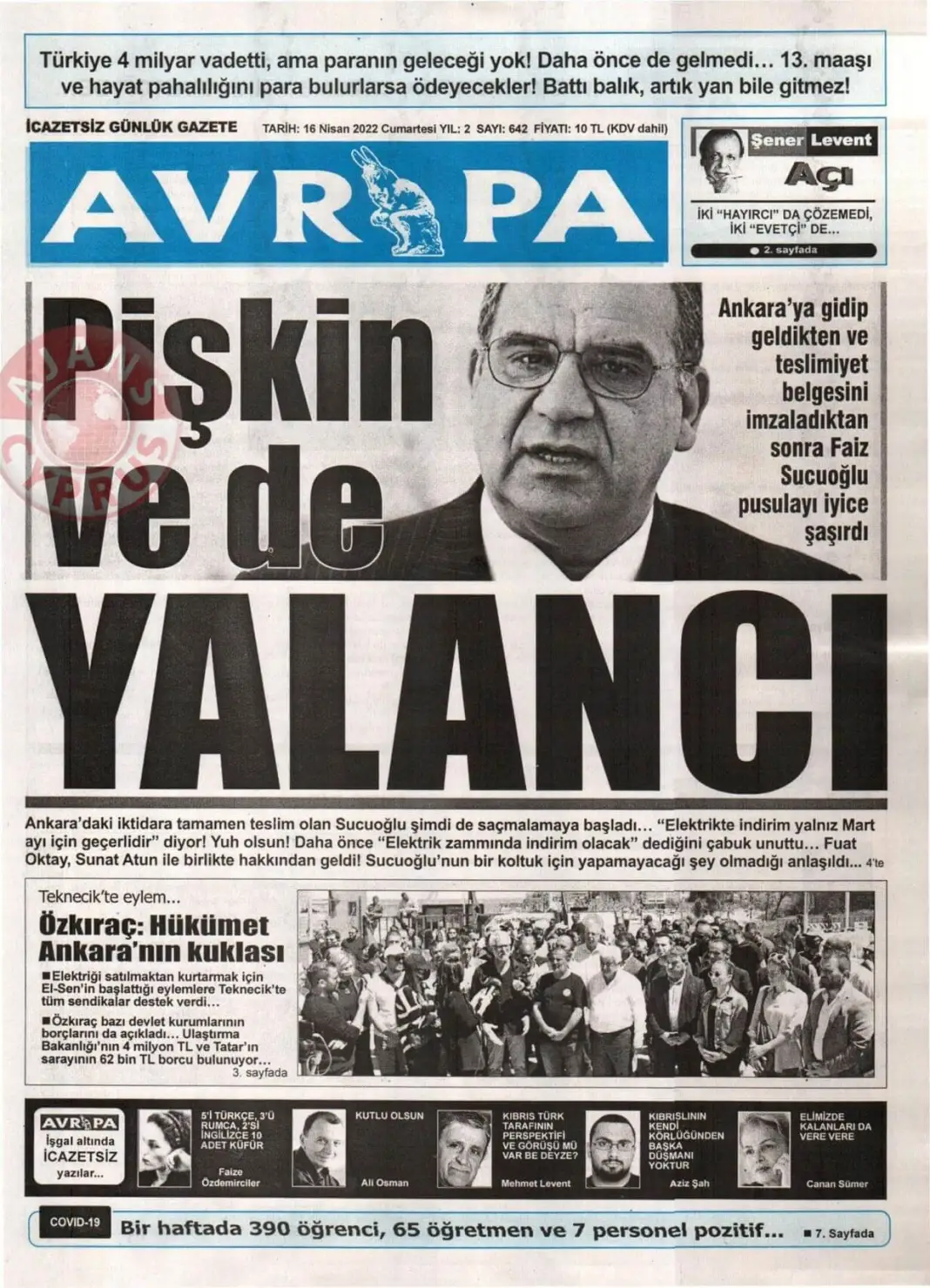 16 Nisan 2022 Cumartesi Gazete Manşetleri 5