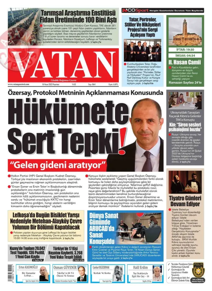 18 Nisan 2022 Pazartesi Gazete Manşetleri 5