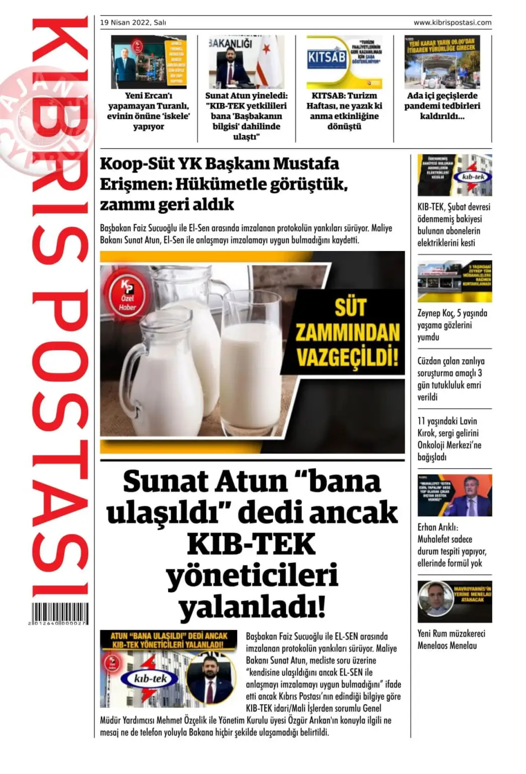 19 Nisan 2022 Salı Gazete Manşetleri 10