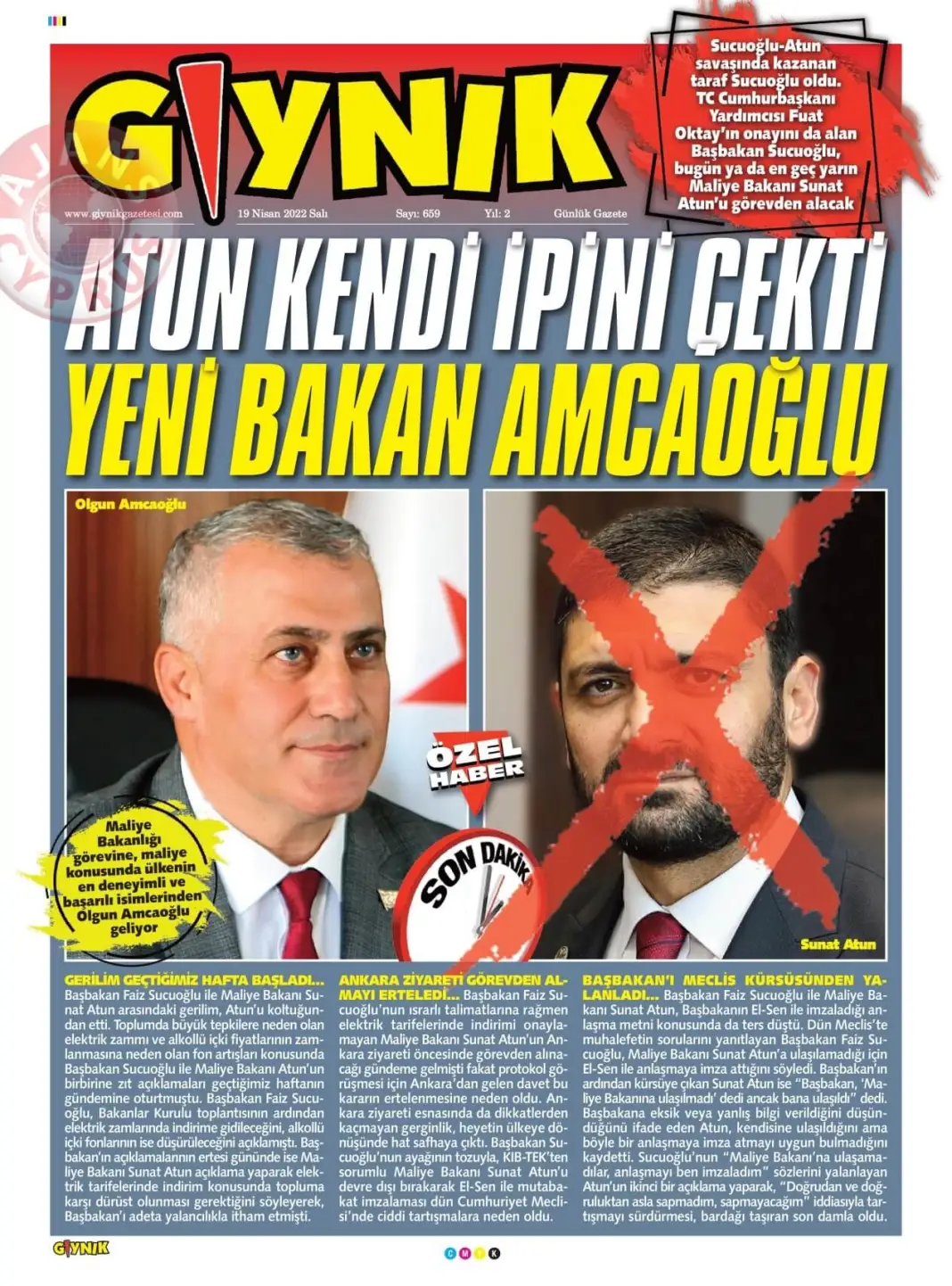 19 Nisan 2022 Salı Gazete Manşetleri 12
