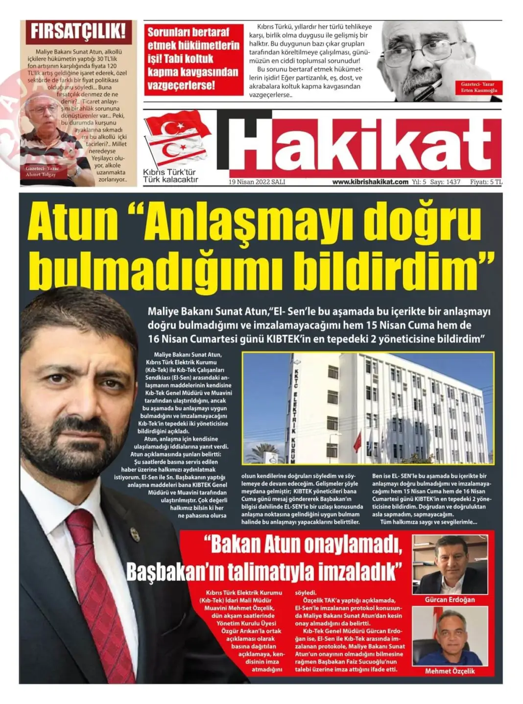 19 Nisan 2022 Salı Gazete Manşetleri 18