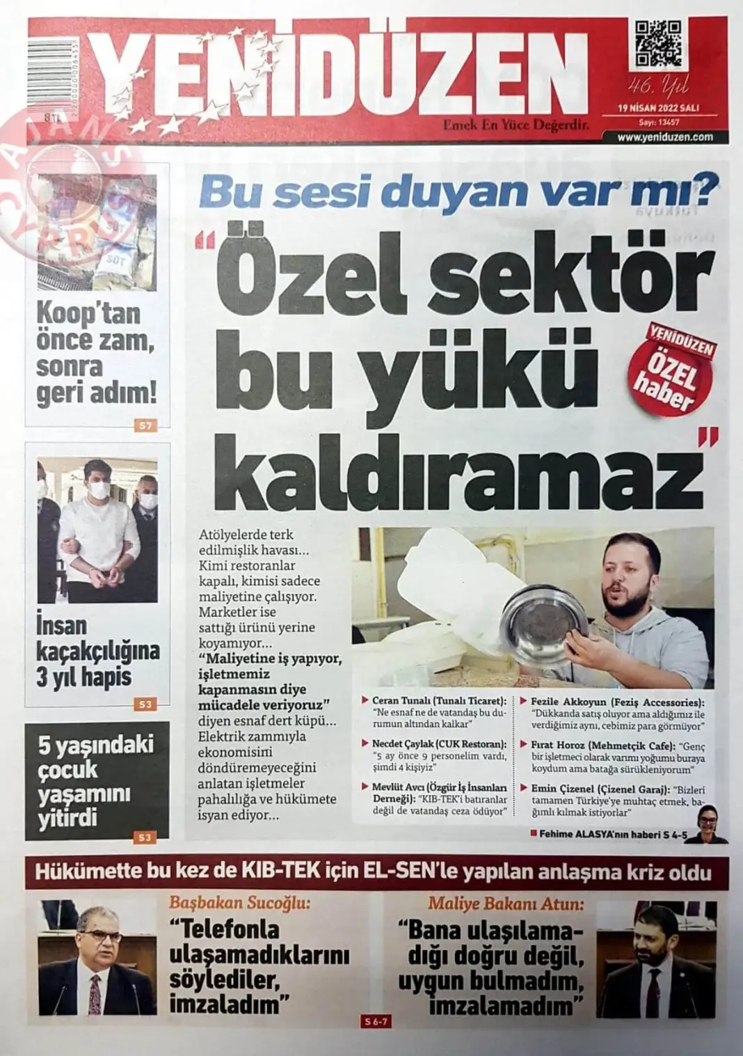 19 Nisan 2022 Salı Gazete Manşetleri 7