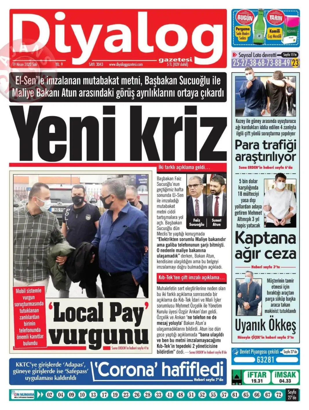 19 Nisan 2022 Salı Gazete Manşetleri 9